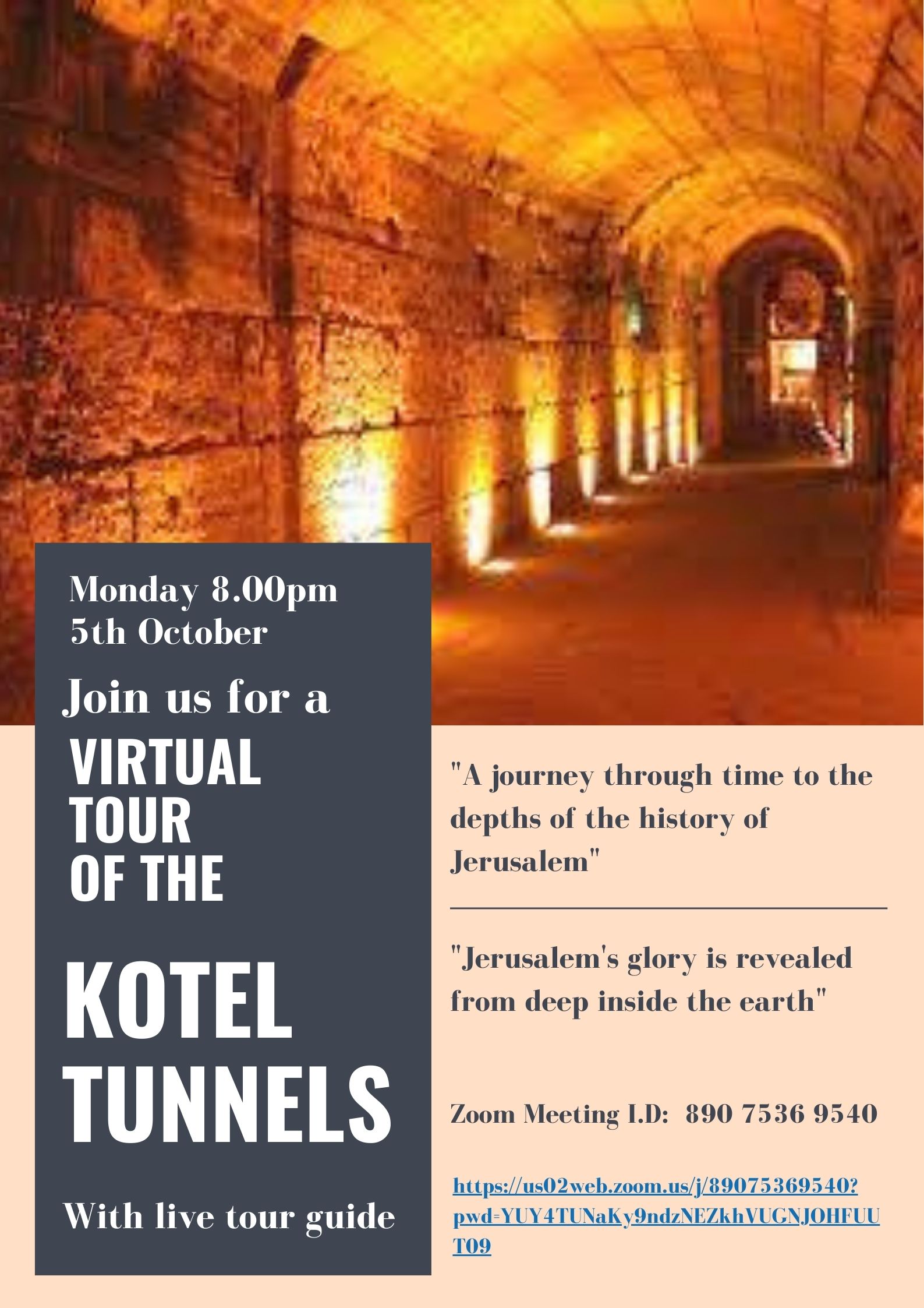 Live from Jerusalem 'Kotel Tunnel Tour' Muswell Hill Synagogue